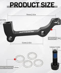 Disc Brake Caliper Mount Adapter IS To PM Front 160 To 203mm And Rear 160 To 180mm CNC Machined Aluminum with bolts, dimensions shown