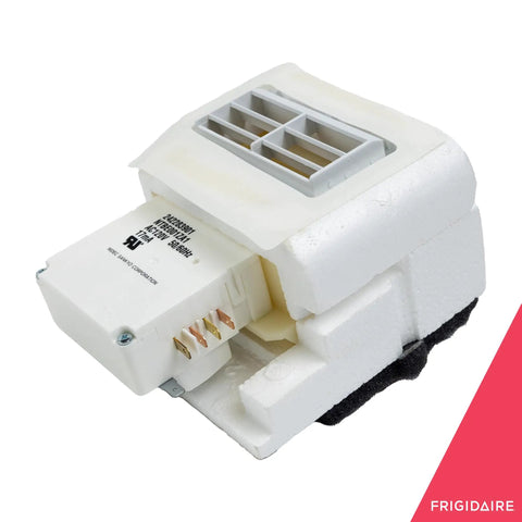 Air Damper Control Assembly Kit For Refrigerators White Replacement Part, angled view of kit components for DIY fridge repairs