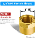 Brass 3/4 in NPT female pipe cap with hex head, front view.