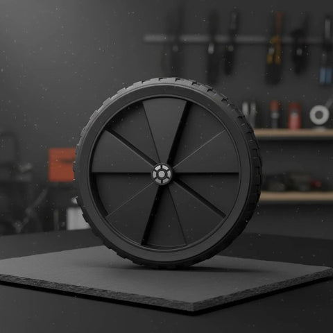 Beefy Tank Wheel With Bearing For Carts And Equipment Transport 5 Inch Universal Fit Rubber Wheel With Bolts in workshop setting