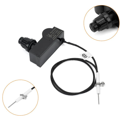 Low Pressure Propane Flame Failure Safety Valve Kit with Push Button Ignition for Fire Pits Gas Fireplaces and Stoves, black ignition unit.