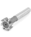 Aexit 25mm 8-flute HSS T-slot end mill cutter with 12mm through-hole and cylindrical shank