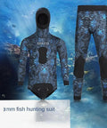 3mm Neoprene Wetsuit With Hooded Top, Go-To Two-Piece Camouflage Dive Suit For Cool Water Freediving And Spearfishing