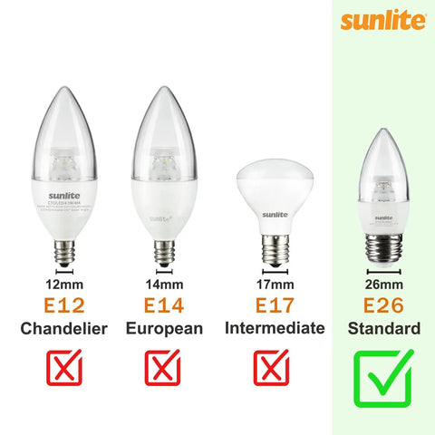 LED PAR16 Dimmable Short Neck Recessed Spotlight Bulb 7W 50W Halogen Replacement on right with E26 Base comparison chart