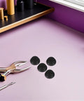 Premium Umbrella Diameter Thread Repair Kit For 6mm Frames Includes 8 Black Plastic Convex End Caps With Smooth Edges And Polished Finish Perfect For Patio Home Garden Upgrades, four caps on work surface