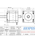 HANPOSE NEMA23 screw motor with permanent-magnet brake; 300mm lead screw, technical drawing