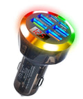 Heavy Duty USB C Car Charger Adapter With Built In Volt Meter And Voltage Display showing six ports and a digital voltage readout.