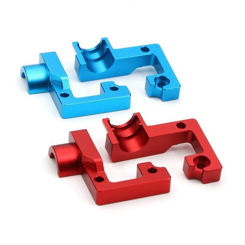 TT02 Aluminum Open End Gearbox Cover For One Tenth RC Car Upgrade in blue and red, lightweight aluminum gear shield for Tamiya TT02.