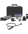 Pro Grade High Performance Rotary Tool Kit With Bright Led Light And Flex Shaft Attachment Five Piece Set with case and attachments.
