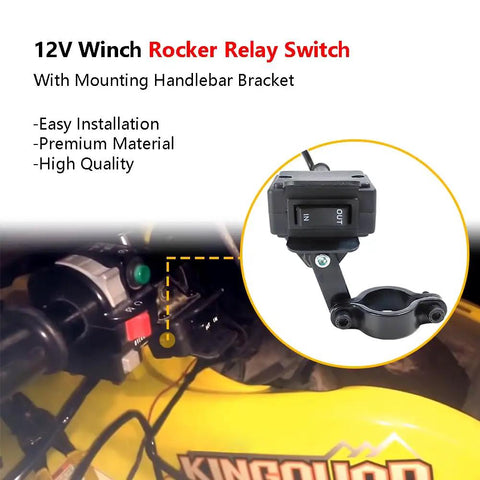 12V 250A Winch Solenoid Relay Contactor With Terminal Caps And Rocker Thumb Switch for ATV UTV Mounting Handlebar Bracket