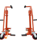 Heavy Duty Manual Furniture Mover Dolly With Swivel Casters, 1300 Pound Capacity Steel Handle Tool To Haul Heavy Loads Like A Pro Without Ripping Your Back Out, Orange view from side showing swivel wheels and steel frame