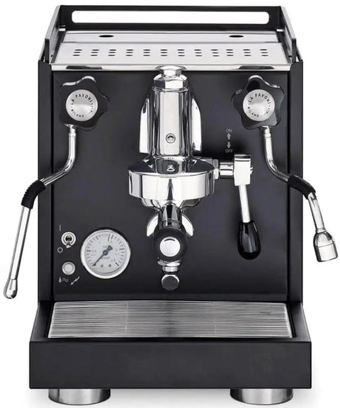Matte Black Semi Pro Espresso Machine With Auto Water Level, Anti Vacuum Valve, Removable Water Tank, Boiler Manometer And Temperature Indicator For Home Baristas Craving Barista Grade Cafe Quality At Home, front view