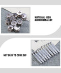 Close-up of Pro Grade Cam Lock Fittings Set 24 Piece Silver Hardware Kit with iron and aluminum alloy connectors and dowels