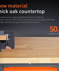 Rock Solid Cold Rolled Steel Tool Storage Cabinet And Heavy Duty Workbench Featuring Rust Proof Finish For Hella Durable Hardware And Measuring Tools Organization In Your Top Shelf Garage Workspace with thick oak countertop measuring 50mm, featuring transparent PVC pad.