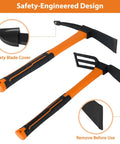 2 Pack Garden Hoes With No Slip Ergonomic Handles Carbon Steel Outdoor Tools Durable 2 Piece Set For Yard Work Weeding And Tilling Includes Safety Covers Bright Orange Finish, showing safety blade covers.