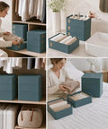 Premium Bra Storage Box With Lid, Elegant Closet Organizer For Lingerie And Underwear, stackable bins in soft touch finish.