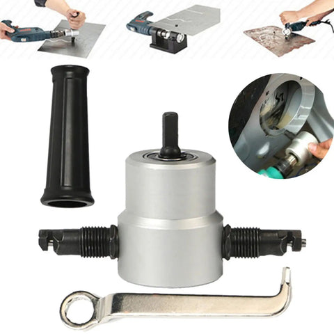 Heavy Duty Electric Sheet Metal Nibbler With Iron Sawer Punching Shears Drill Attachment for cutting metal with drill.