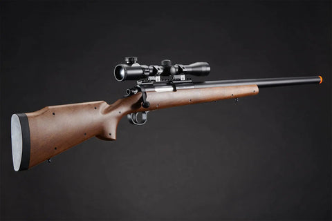 Beast Mode Bolt Action Airsoft Sniper Rifle With Adjustable Magnified Aluminum Scope Long Range Precision For 6mm BBs Wood Stock And Metal Rail