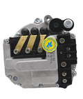 Universal Electric AC Compressor Kit With Quick Connect Hoses For Pickups Sedans And Campers image showing aluminum block casing and connection points.
