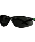 Top Tier Sport Safety Glasses Featuring Ir Five Gray Optics And Recessed Temple Ribs For Knockout Comfort And Seamless Ppe Compatibility On Heavy Duty Work Sites, black frame with gray lenses.