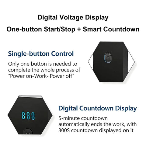 Top Tier Mini Ultrasonic Cleaner With Badass 40 Khz Cleaning Power digital voltage display with single-button control and countdown timer.