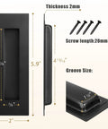 Dimensions of 4 Pack 5.9 Inch Recessed Closet Door Pulls 304 Stainless Steel With Matte Black Finish including thickness and screw size
