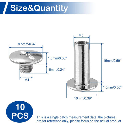 Straight Up Heavy Duty Chicago Screw And Nut Kit Ten Sets M5x15mm Socket Head Fasteners Nickel Plated Carbon Steel size details image.