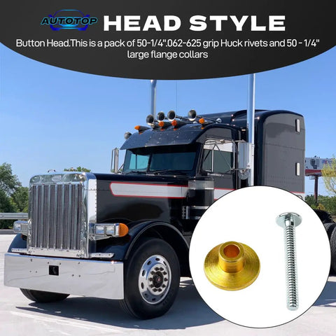 Peterbilt 379 Compatible 3 16 Inch Medium Flange Steel Collar Kit With Button Head Fasteners Pack Of 100 beside black truck