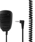Hands Free Speaker Microphone With 3.5mm Interface For VX Radios showing clip-on design and coiled wire for clear communications
