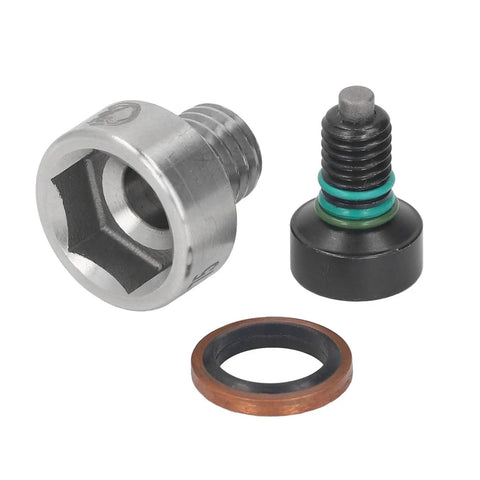 Top Notch FtVogues Oil Drain Plug Kit For 304 Stainless Steel M12x1.75 Self Tapping Thread Repair Fixing Damaged Oil Pan Threads Easily By Pro Mechanics And DIY Car Enthusiasts Today. M12x1.75 stainless steel oil drain plug kit with washer, shown in close-up