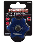 Powerbuilt 2in1 Finger Driver packaging displaying Three Eighths Inch Drive Palm Ratchet Finger Ratchet with dual compatibility