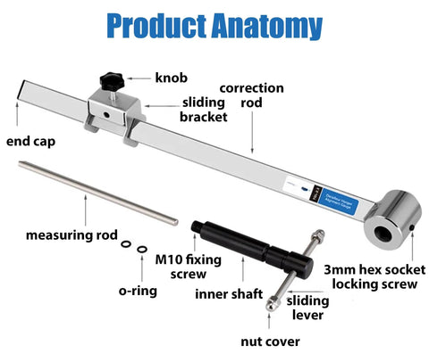 Derailleur Hanger Alignment Gauge Tool For Bikes Pro Grade 304 Stainless Steel components display diagram