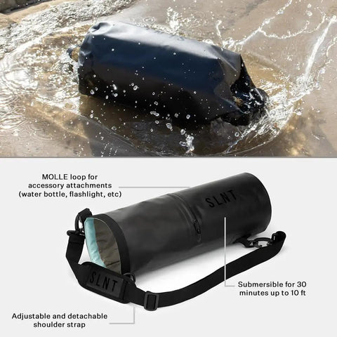 Faraday Signal Blocking Dry Bag 5 Liter in water, black 420D material, detachable strap, waterproof travel buddy for gear