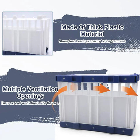 Breathable Lockable Travel Cage Carrier for Birds Pigeons Parrots and Parakeets, featuring durable plastic and ventilation openings