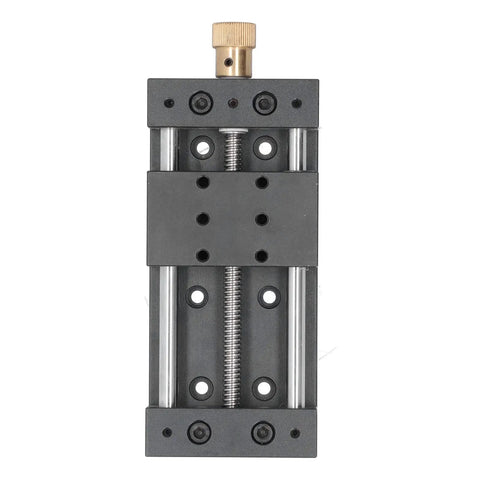 Beefy Heavy Duty Manual Screw Drive Linear Actuator With Aluminum Alloy Body, 75mm Stroke, 10kg Load Capacity, CNC Machinery Automation Equipment, Adjustable Slide Table Stage For Precision Motion Control, front view