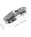 4 Pack Easy Install Cabinet Door Hinge with Soft Close Full Overlay, metal hinge with measurements, ready for drawer and cupboard setup.