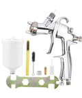 Slick Top Shelf Handheld Paint Sprayer With Hella Fine Atomization And Detachable Nozzle For Water Based Finish Coating components laid out.