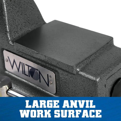 6 Inch Jaw Bench Vise Workhorse With 360 Degree Swivel Base And Double Lockdowns Replaceable Hardened Steel Top And Pipe Jaws Large Anvil Work Surface Powder Coat Finish Heavy Duty 30000 PSI Gray Cast Iron Bench Vise For Home Shop, top anvil surface