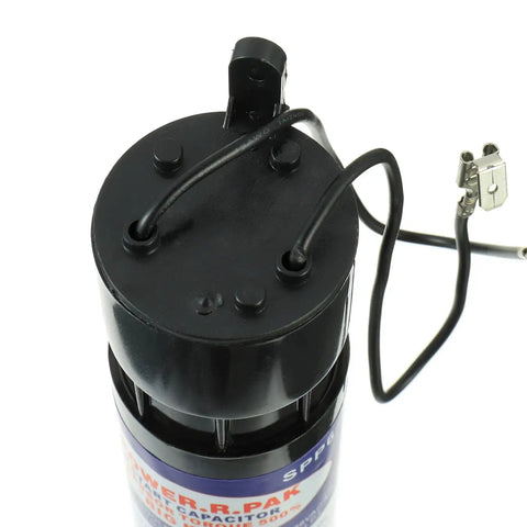 Top view of Hard Start Capacitor Replacement SPP6 for Air Conditioners 115V to 288VAC with wires visible