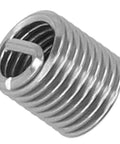 Close-up view of stainless steel M6 x 1 thread repair insert, part of a 100 Pack M6 X 1 Thread Repair Inserts Stainless Steel Metric Thread Sleeves For Damaged Holes Available In 9mm 12mm And 18mm Lengths Easy Install Durable Fix For Stripped Or Worn Threads Budget Friendly Kit.