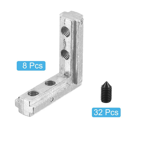 Built Tough L Shape Interior Joint Bracket Set Of Eight Inside Corner Connectors For Aluminum Profile Framing with M6 holes.