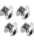 Top Shelf Zinc Alloy Glass Shelf Brackets, 4 Pack Shaft Mount Clamps for 5 to 8mm Thick Glass, close-up of pegs showing design and material