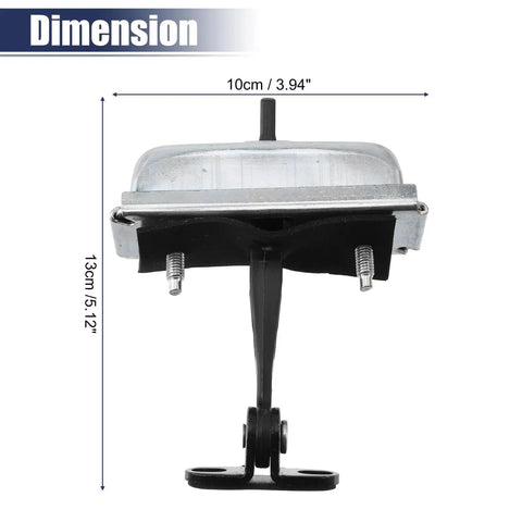 Front view of GMC Savana Door Check Strap Kit, metal hinge assembly, dimensions 10cm x 13cm, part of OEM 15826449 15826450