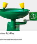 Emergency Eye Wash Station With Eyewash And Shower Kit In Stainless Steel With ABS Coating, green basin, double nozzles, push sign