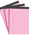 Pink Legal Pad 8.5 X 11 Wide Ruled Writing Pad Set With Perforated Backing 30 Sheets Per Pad 20lb Colored Paper 3 Pad Pack