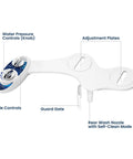 Self Cleaning Non Electric Bidet Attachment For Toilet Seat With Single Nozzle Rear Wash And Adjustable Water Pressure Blue Color