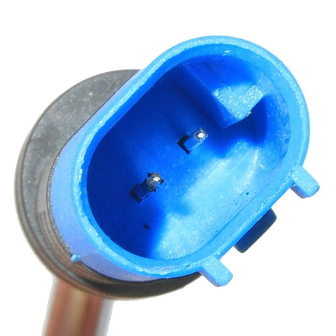 PowerStop Euro-Stop rear pad wear sensor blue housing with metal pins, close-up view