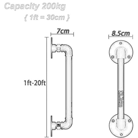 Top Notch Industrial Wrought Iron Pipe Banister Stair Handrail In Antique Brass Finish Featuring Gritty Galvanized Steel Build dimensions 1ft to 20ft capacity 200kg.