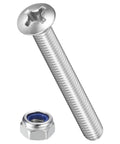 Tough As Nails Phillips Head Machine Screws And Lock Nuts Kit M6 X 50mm stainless steel screw and nylon lock nut set.