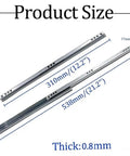 17mm Wide Mini Drawer Slides Two Way Pull Out Rails with Smooth Glide, 214mm Length, shown in 310mm and 538mm sizes, metal